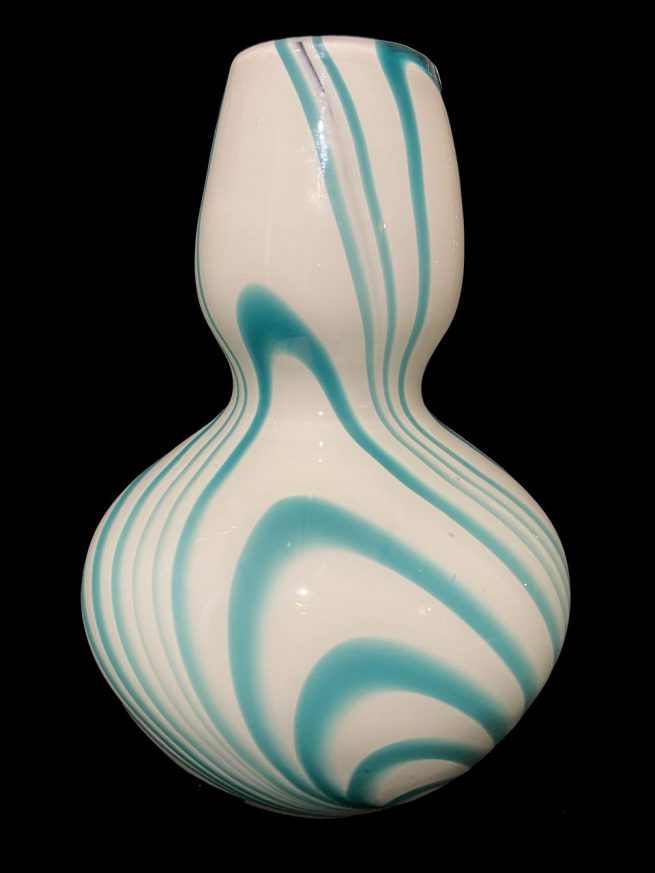 Petrol-witte Moretti vaas