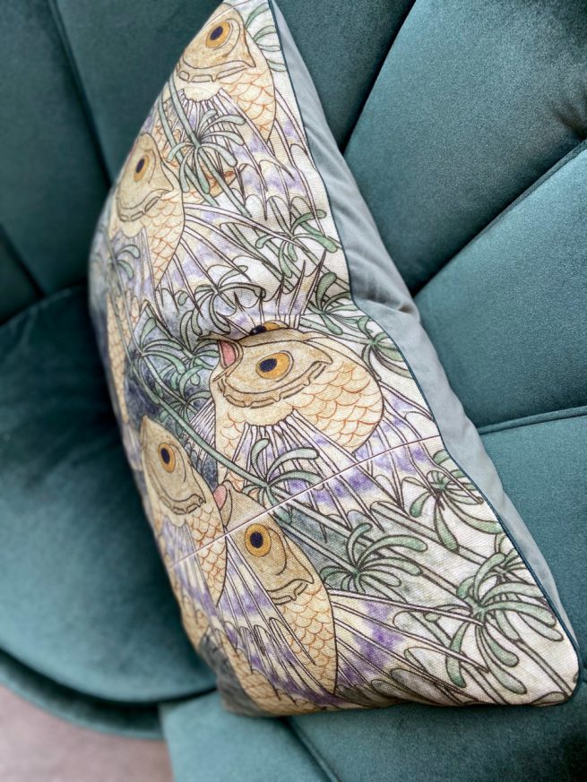 Jugendstil tegeltableau – Vissen in wier